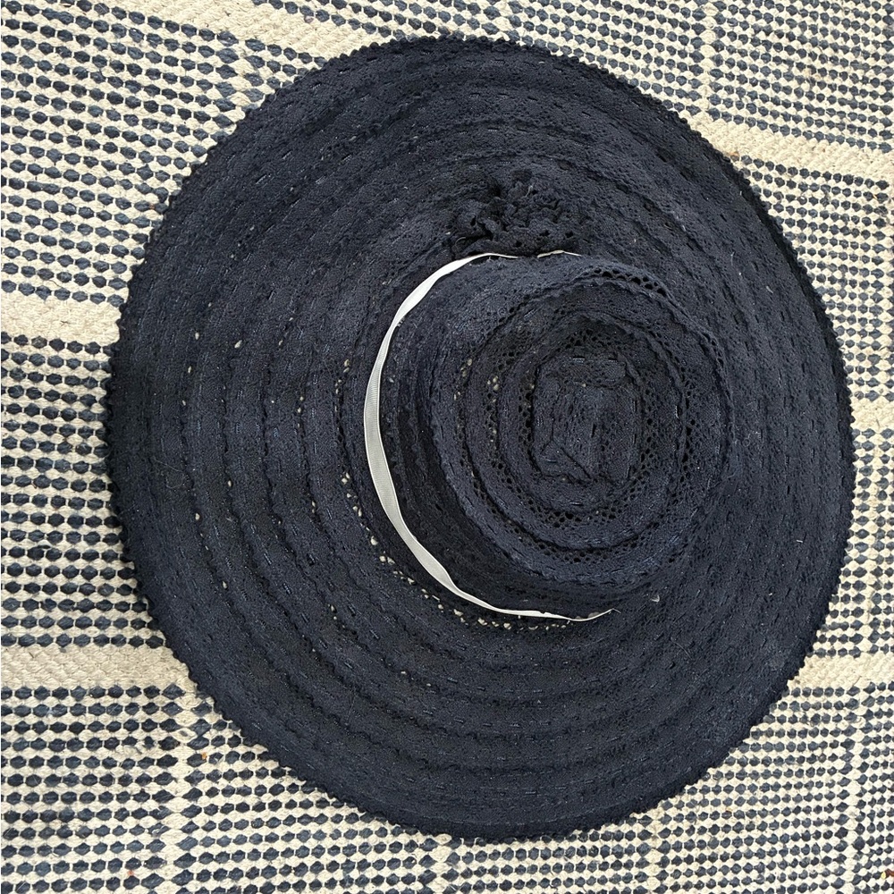 NavyTextured Wide-Brim Hat